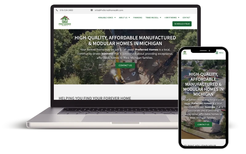 Preferred Homes website on desktop and mobile